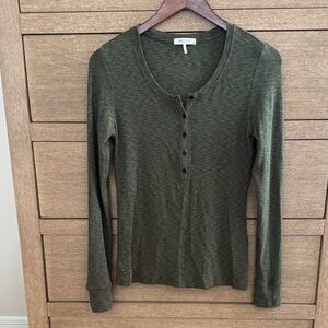rag & bone Olive Long Sleeve Henley Tee
